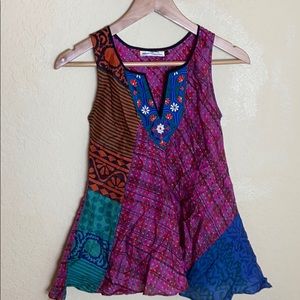 Anthropologie Niki Tlanpan silk embroidered top